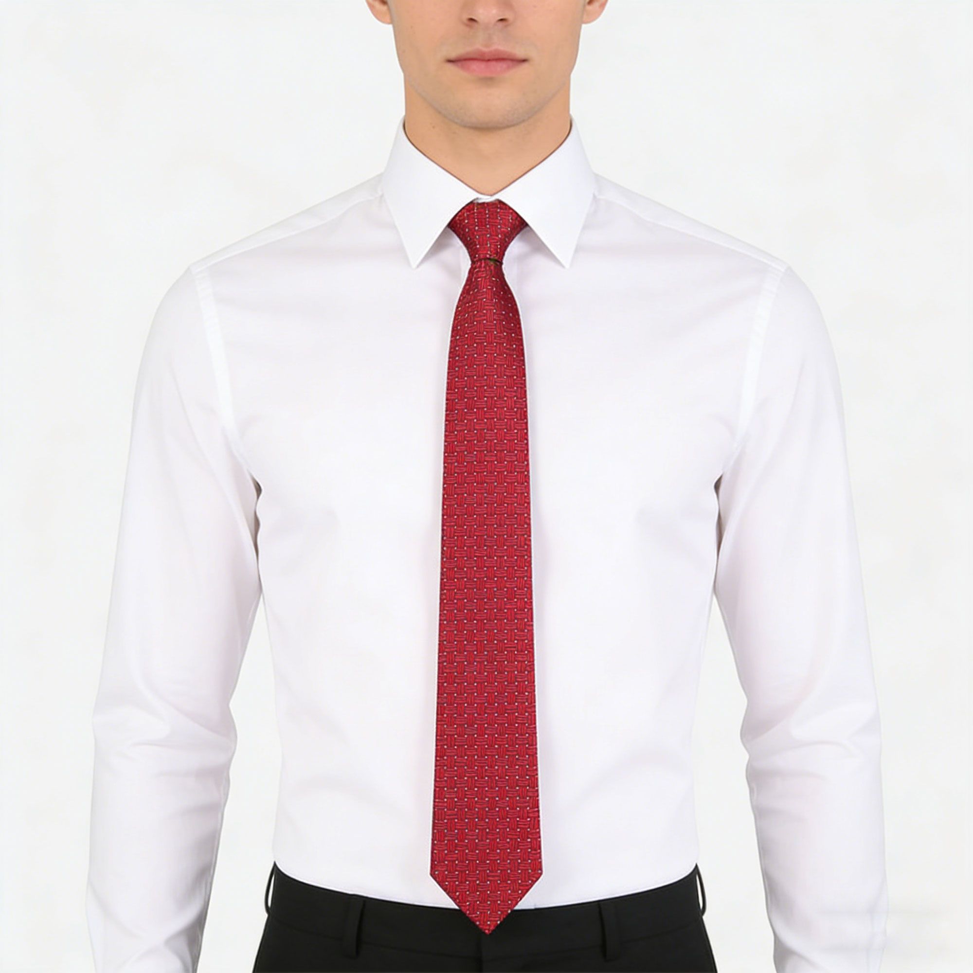 Anna-Kaci Men's Textured Polyester Tie - Formal Necktie for Business, Weddings & Holiday Events