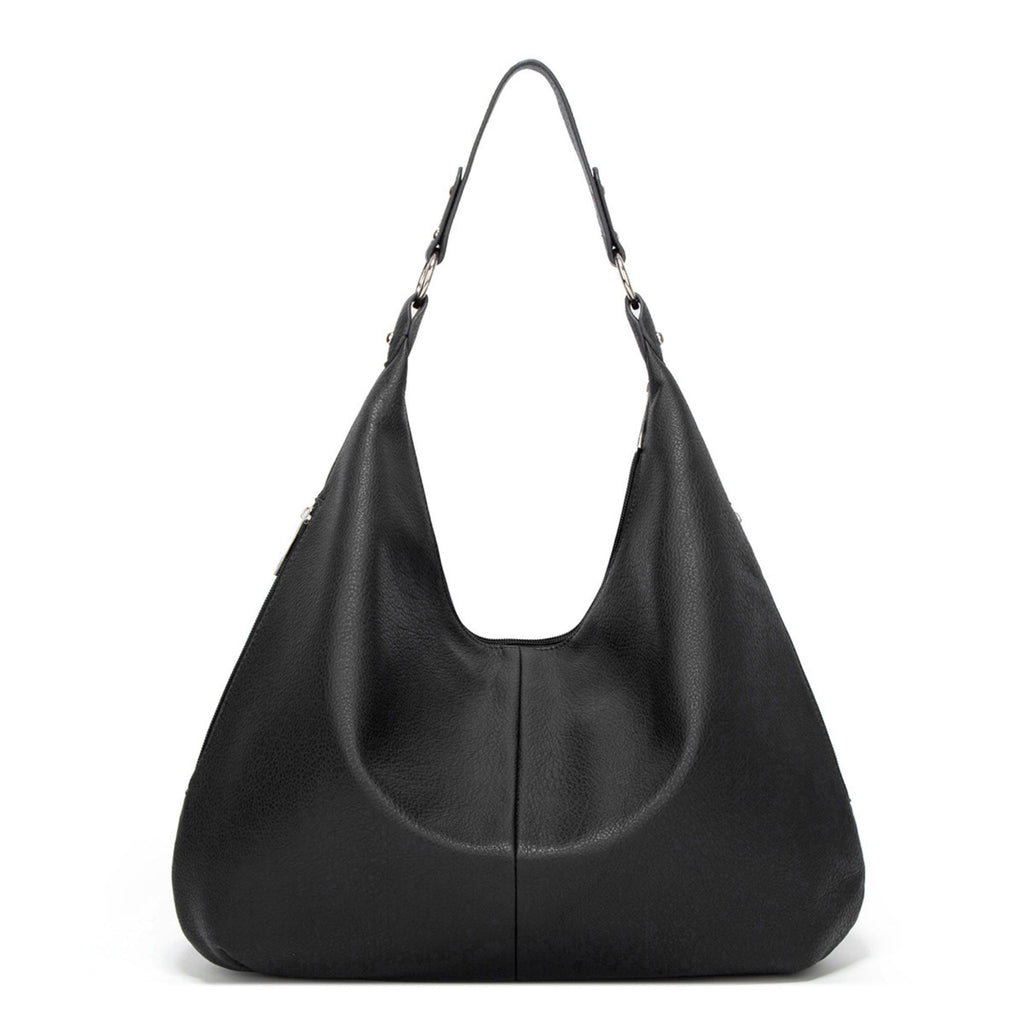 Large Slouchy Hobo Shoulder Bag with Zip Closure and Inner Pockets