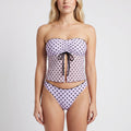 Anna-Kaci Women's Polka Dot 2-Piece Tankini Swimsuit Set with Adjustable Halter Strap Bow Detail Ruched Bust and Mid Rise Bottom