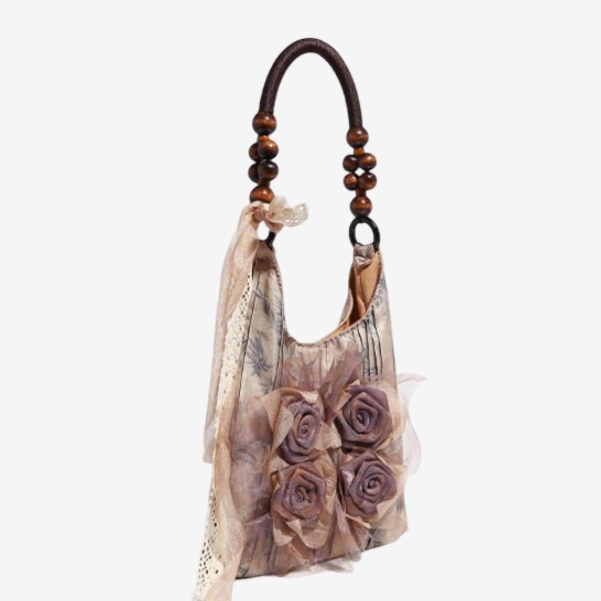 Rose Detail Shoulder Bag Elegant Handbag for Work and Everyday