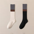 Anna-Kaci 2-Pair Colorblock Knee-High Ribbed Socks with Stretch Fit Design