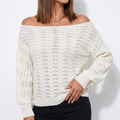 Off Shoulder Pointelle Knit Sweater