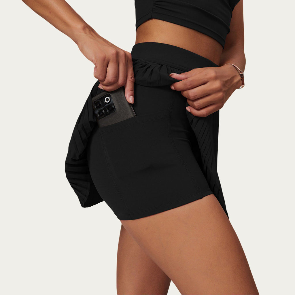Anna-Kaci Active Women's Pleated Athletic Skort with Built-In Shorts and Side Pocket
