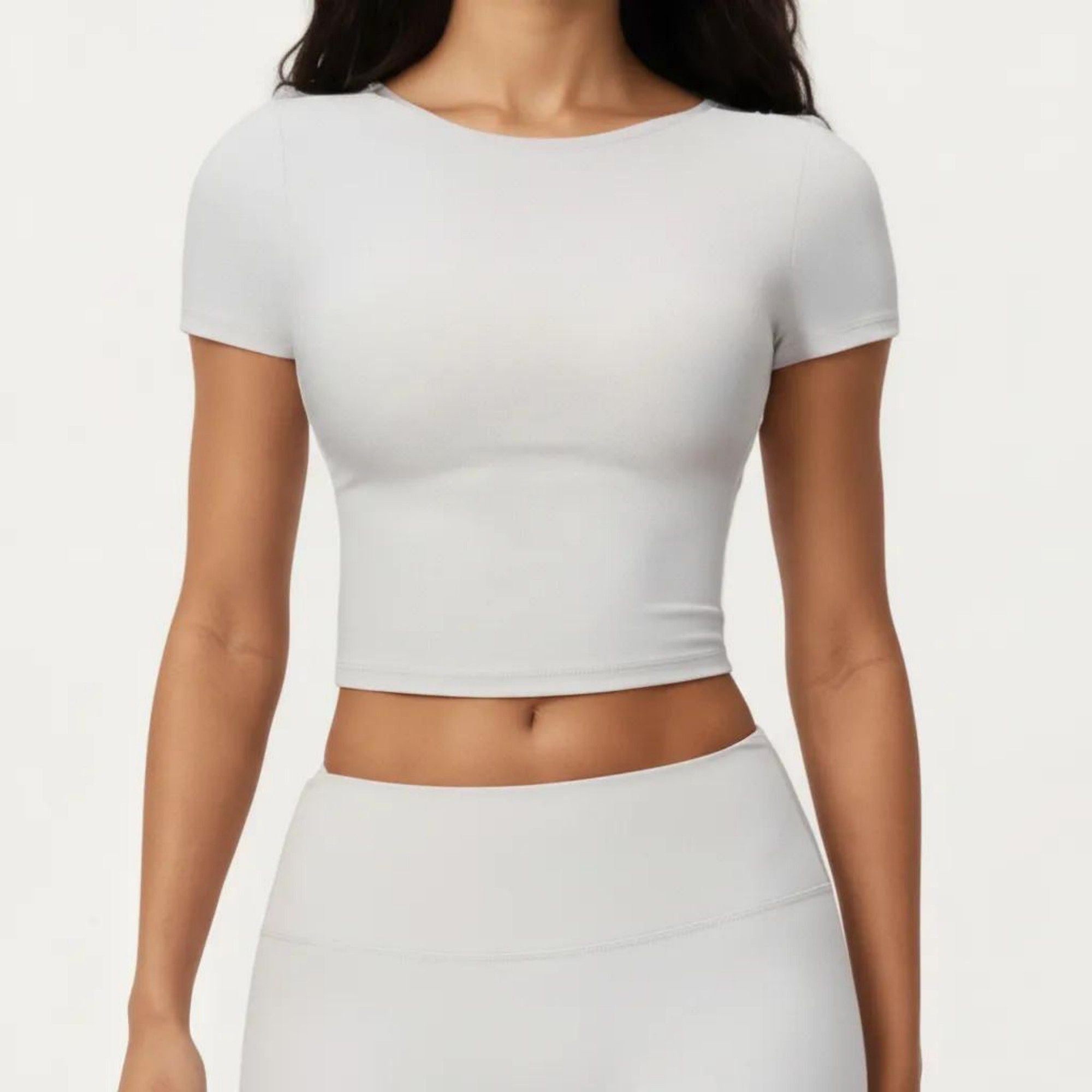 Anna-Kaci Active Women's Short Sleeve Cropped Active Top with Crew Neck and Smooth Stretch Fit