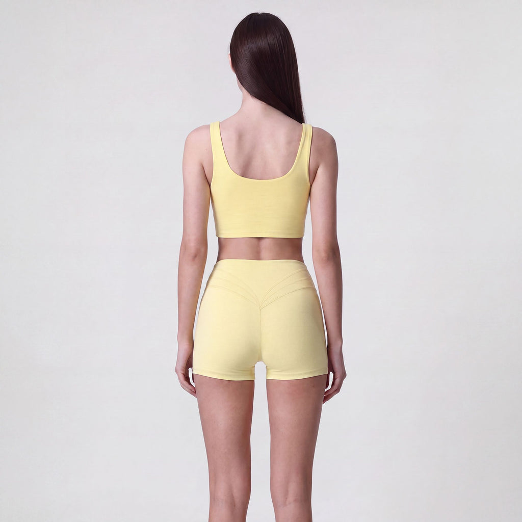 High Waist Crossover Athletic Shorts with Smooth Stretch Fabric and Fitted Biker Short Length