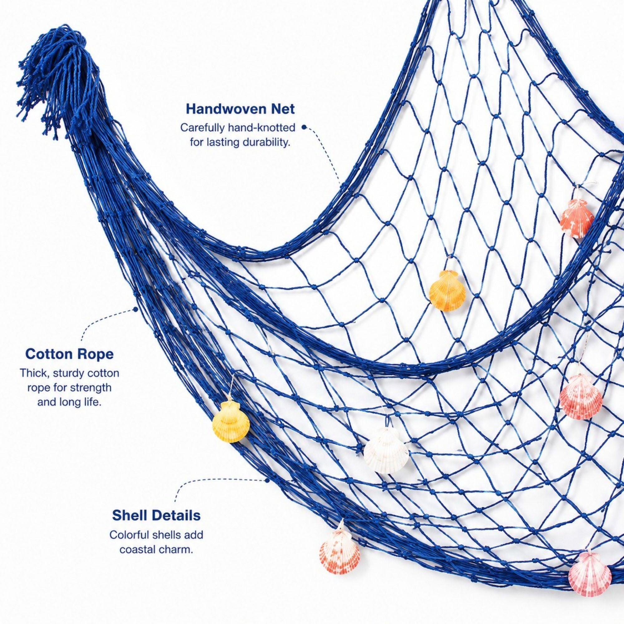 Decorative Fishing Net Wall Hanging Nautical Coastal Photo Display Decor