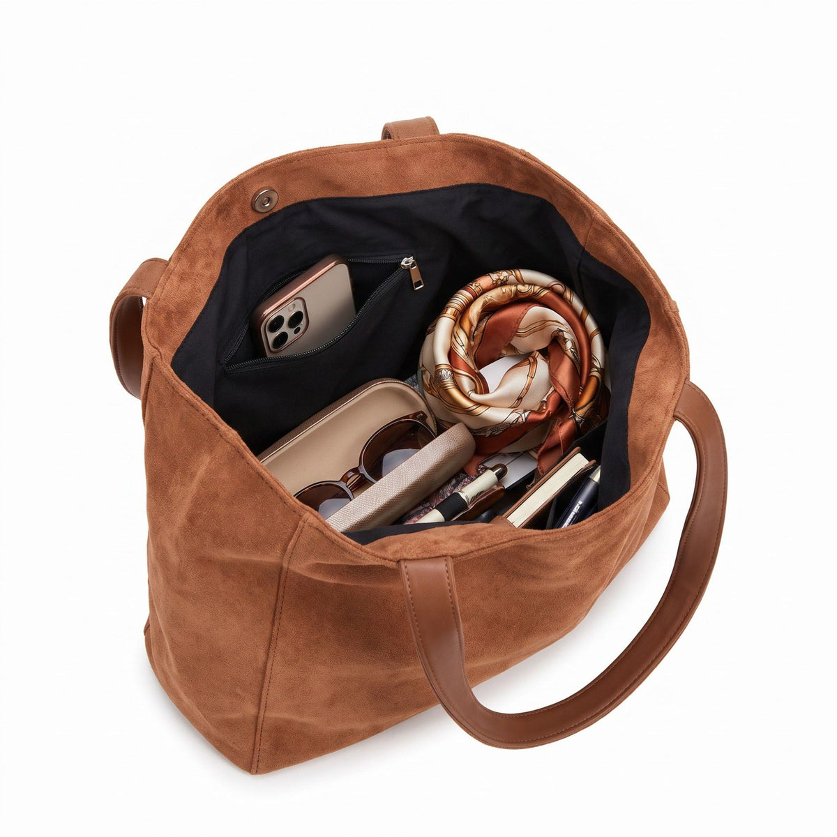 Faux Suede Hobo Shoulder Bag with Long Strap