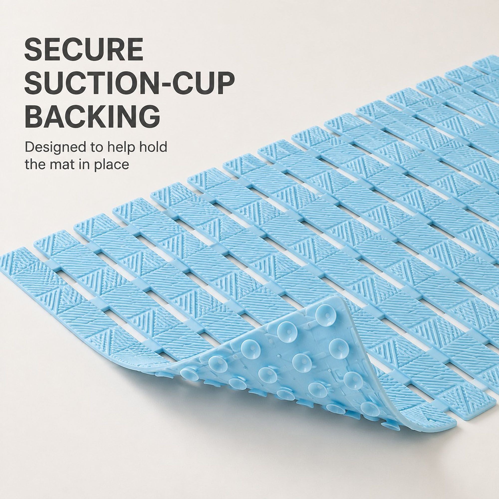 Slatted Nonslip Shower Mat Quick Drain Bath Mat 15.7 x 27.6 Inches