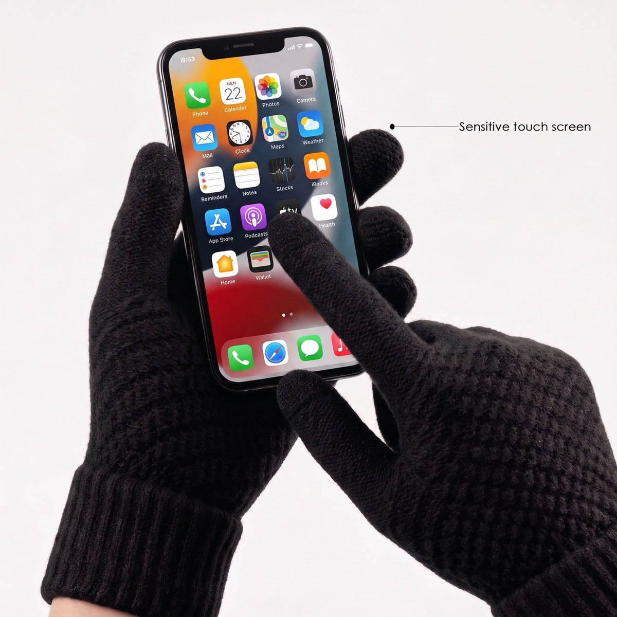 4 Piece Knit Winter Hat Scarf Touchscreen Gloves and Socks Set