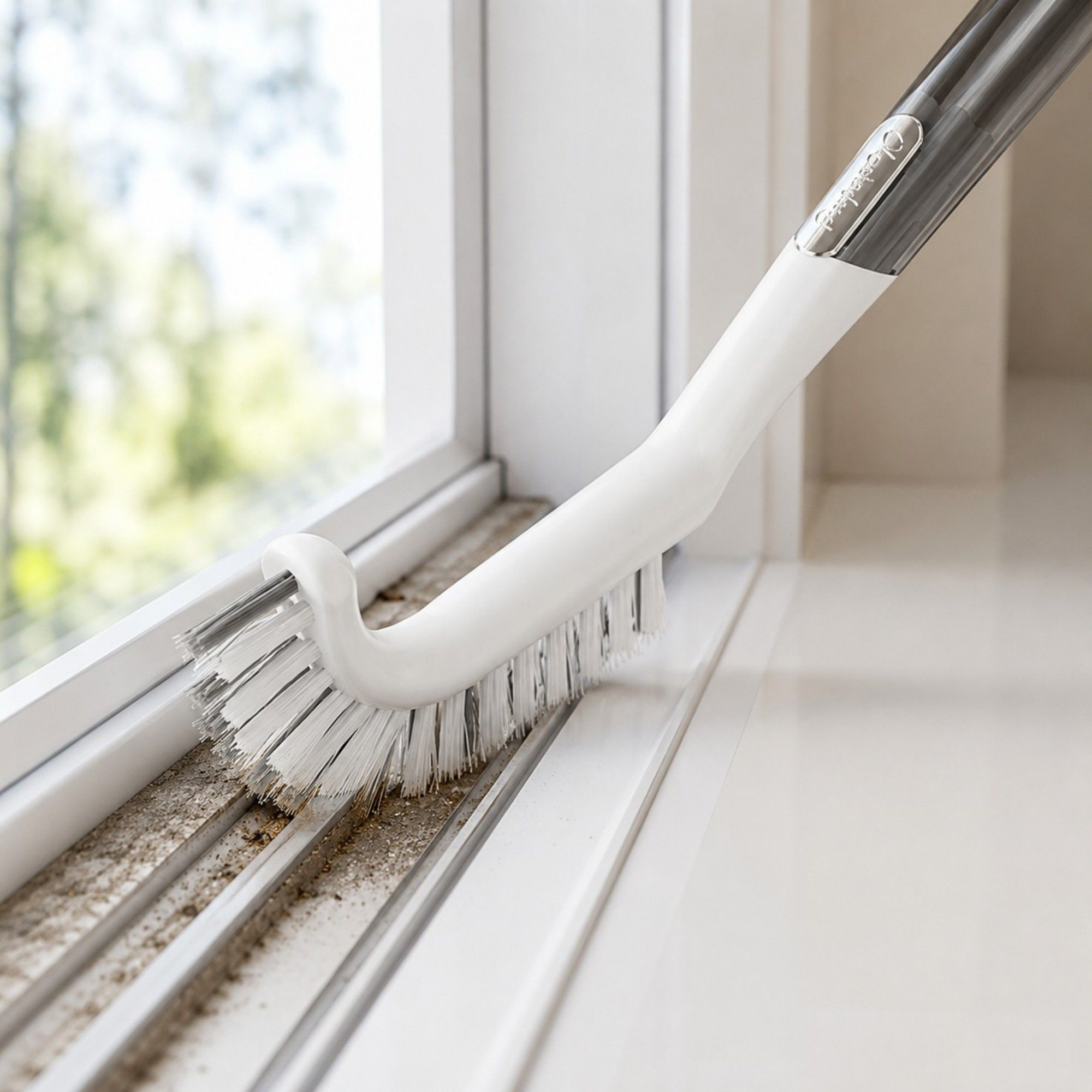 V-Shaped Grout Cleaning Brush with Long Handle for Tile, Corners, Tracks and Kitchen Surfaces