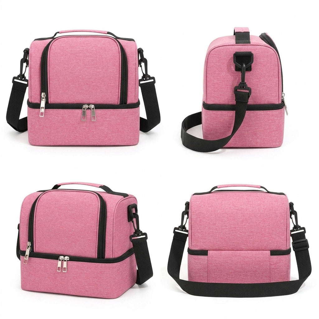 Dual Compartment Insulated Lunch Bag with Adjustable Shoulder Strap