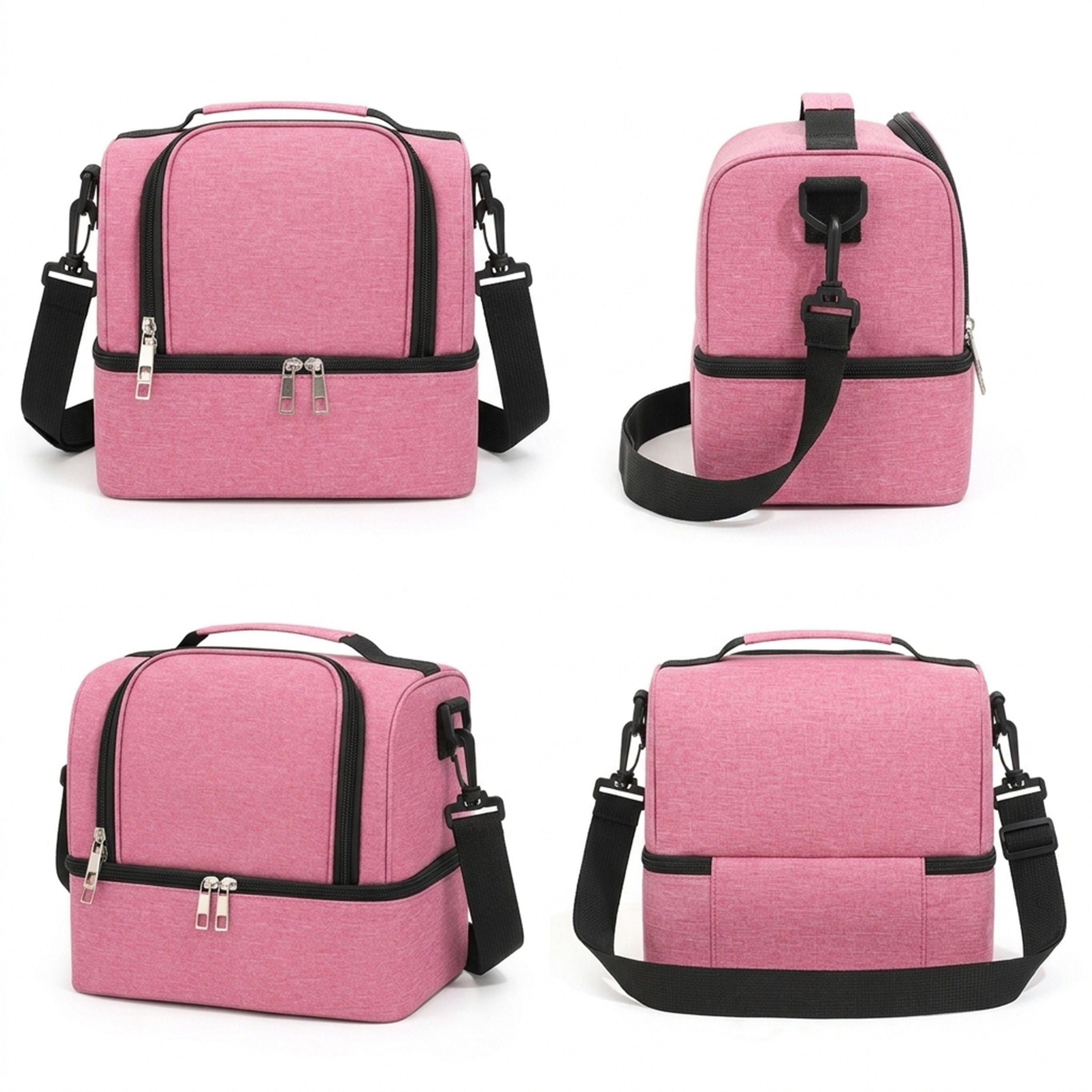 Dual Compartment Insulated Lunch Bag with Adjustable Shoulder Strap