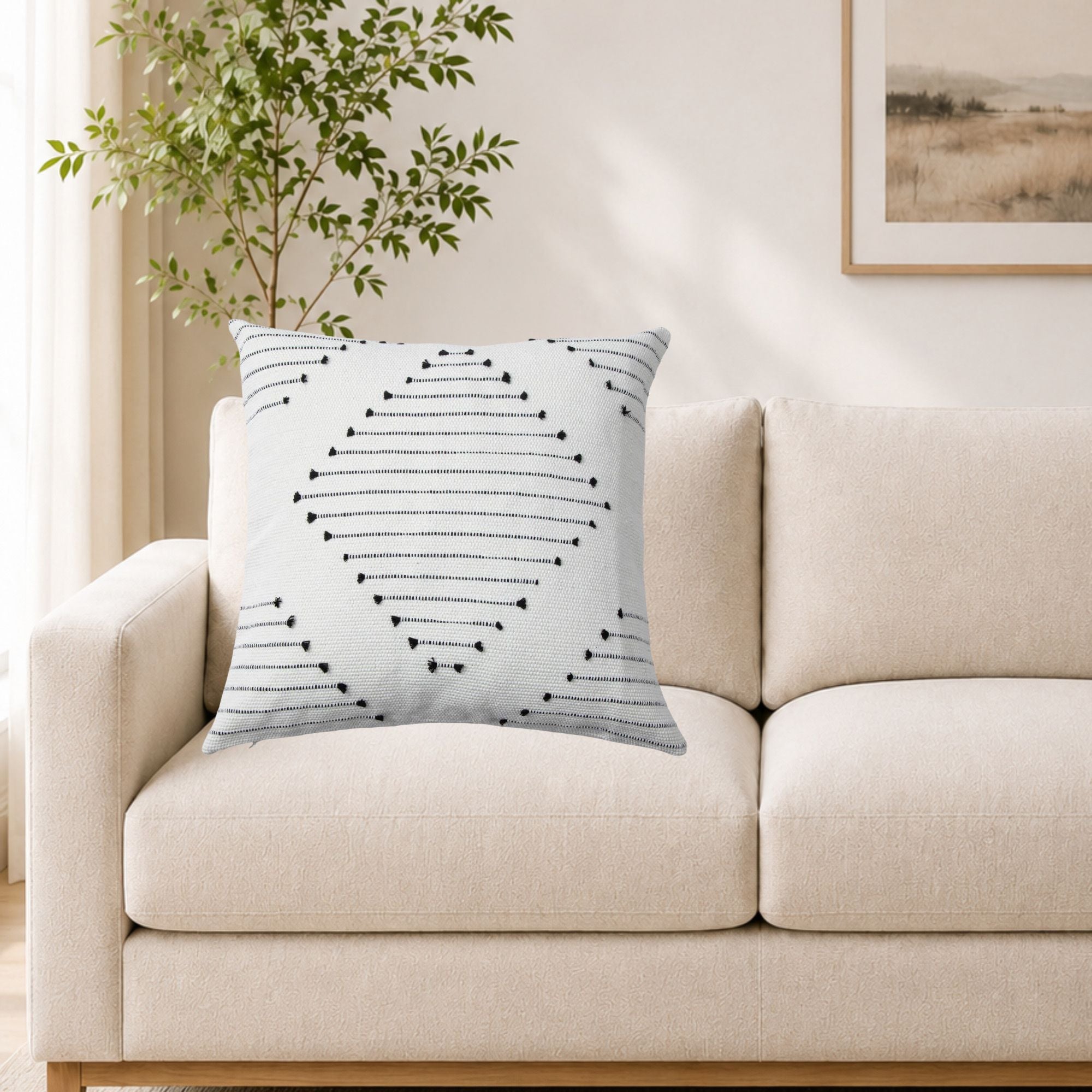 Cotton Throw Pillow 17.7*17.7 in Square Decorative Cushion for Living Room Bedroom
