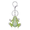 Green Frog Rhinestone Keychain Bag Charm with Lobster Clasp and Key Ring