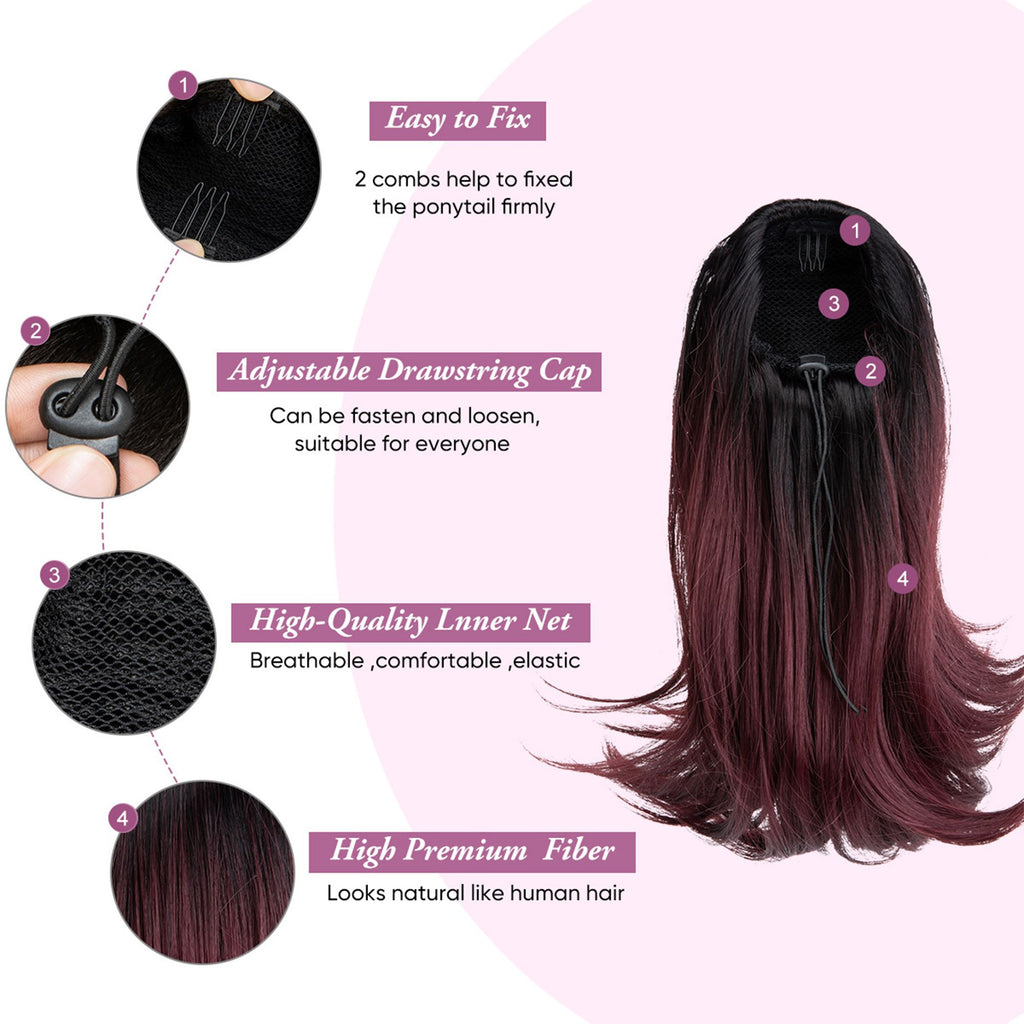 14 Inch Short Curly Drawstring Ponytail Extension High Hea Resistant Synthetic Fiber for Natural Looking Curls