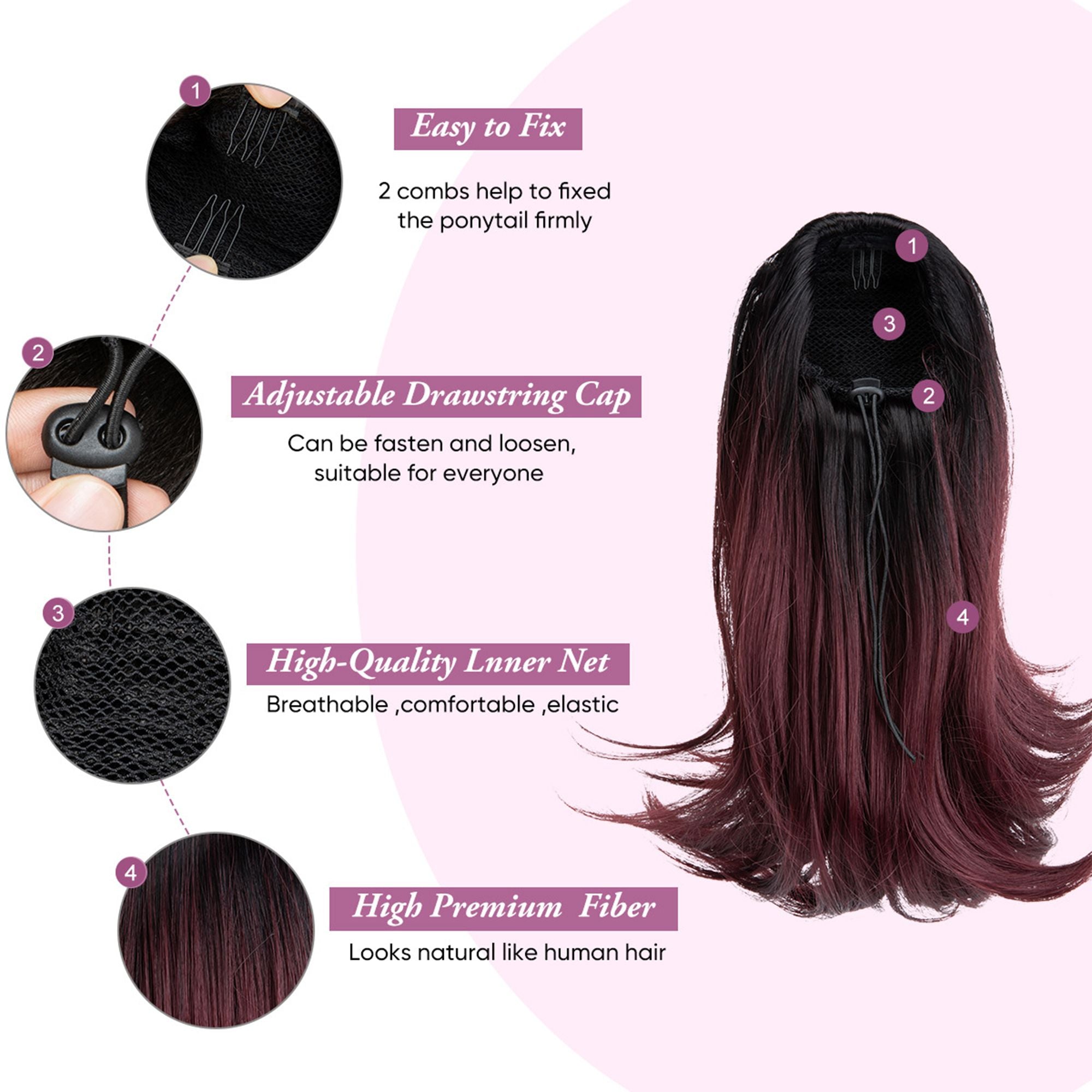 14 Inch Short Curly Drawstring Ponytail Extension High Hea Resistant Synthetic Fiber for Natural Looking Curls