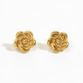 Sculpted Floral Stud Earrings with Layered Petal Detailing and Elegant Dimensional Design for a Classic Timeless Statement Look