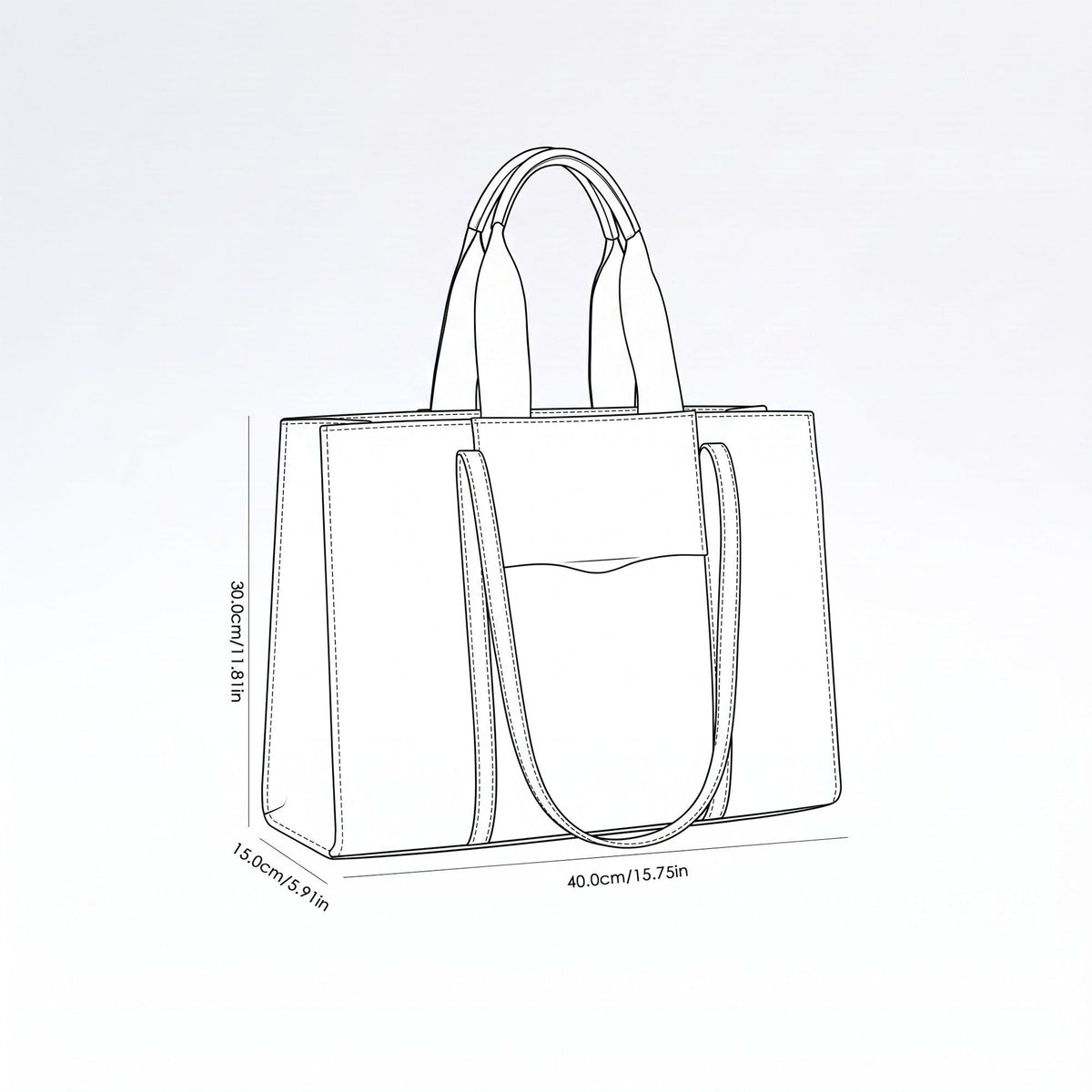 Large Structured Tote Bag with Dual Handles and Front Pocket for Work and Travel