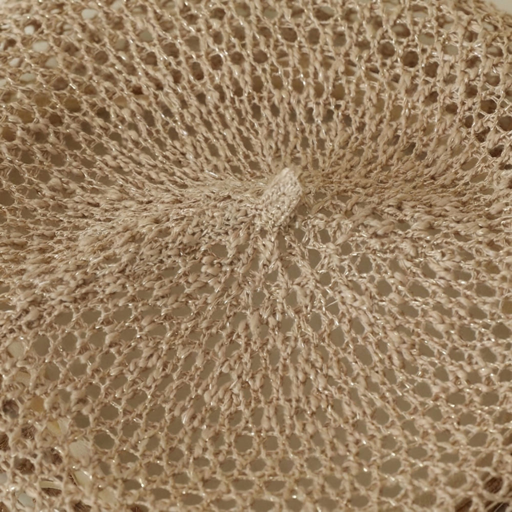 Open Knit Beret Hat with Soft Slouchy Shape