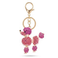 Poodle Rhinestone Keychain Bag Charm with Lobster Clasp and Key Ring