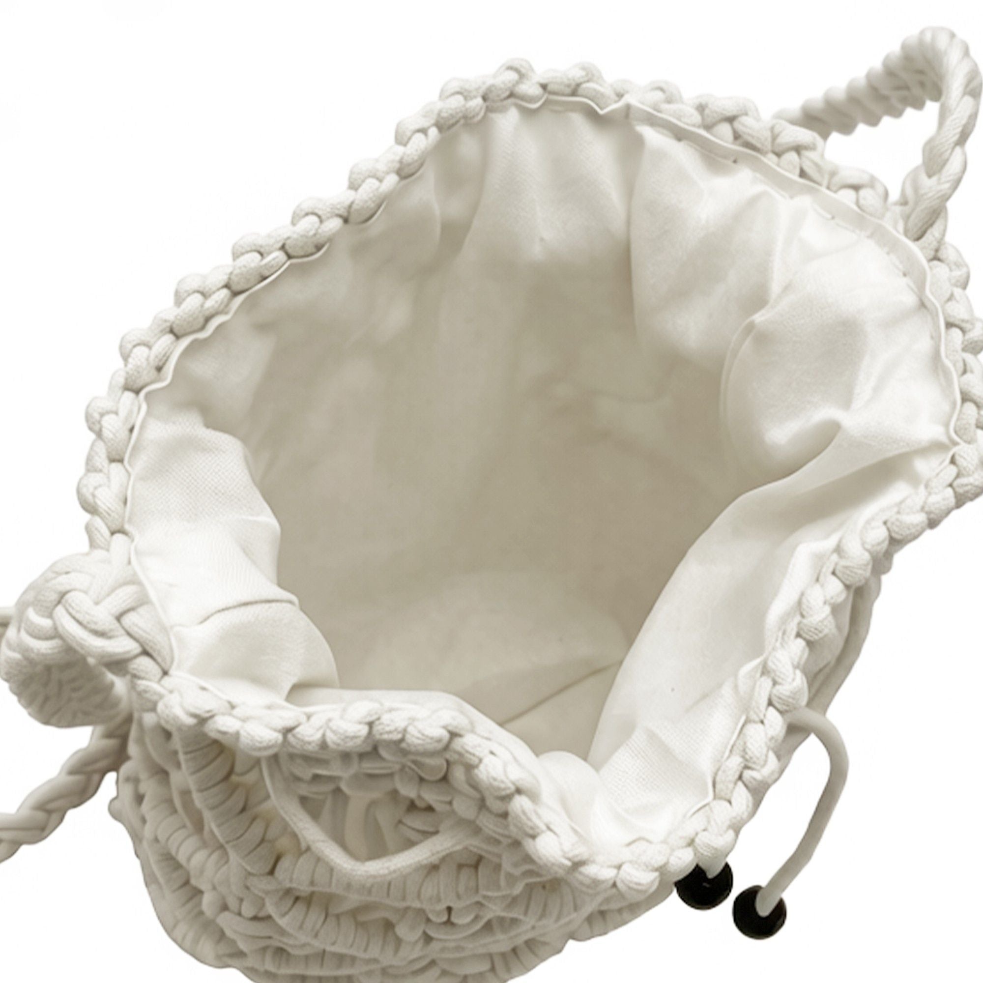 Open Knit Crochet Shoulder Bag with Drawstring Closure Lightweight Handwoven Mesh Tote Handbag