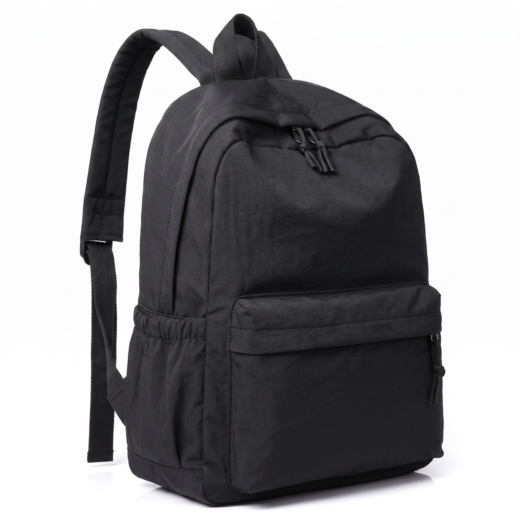Lightweight Crinkle Multi-Pocket Backpack with Padded Straps and Side Pockets