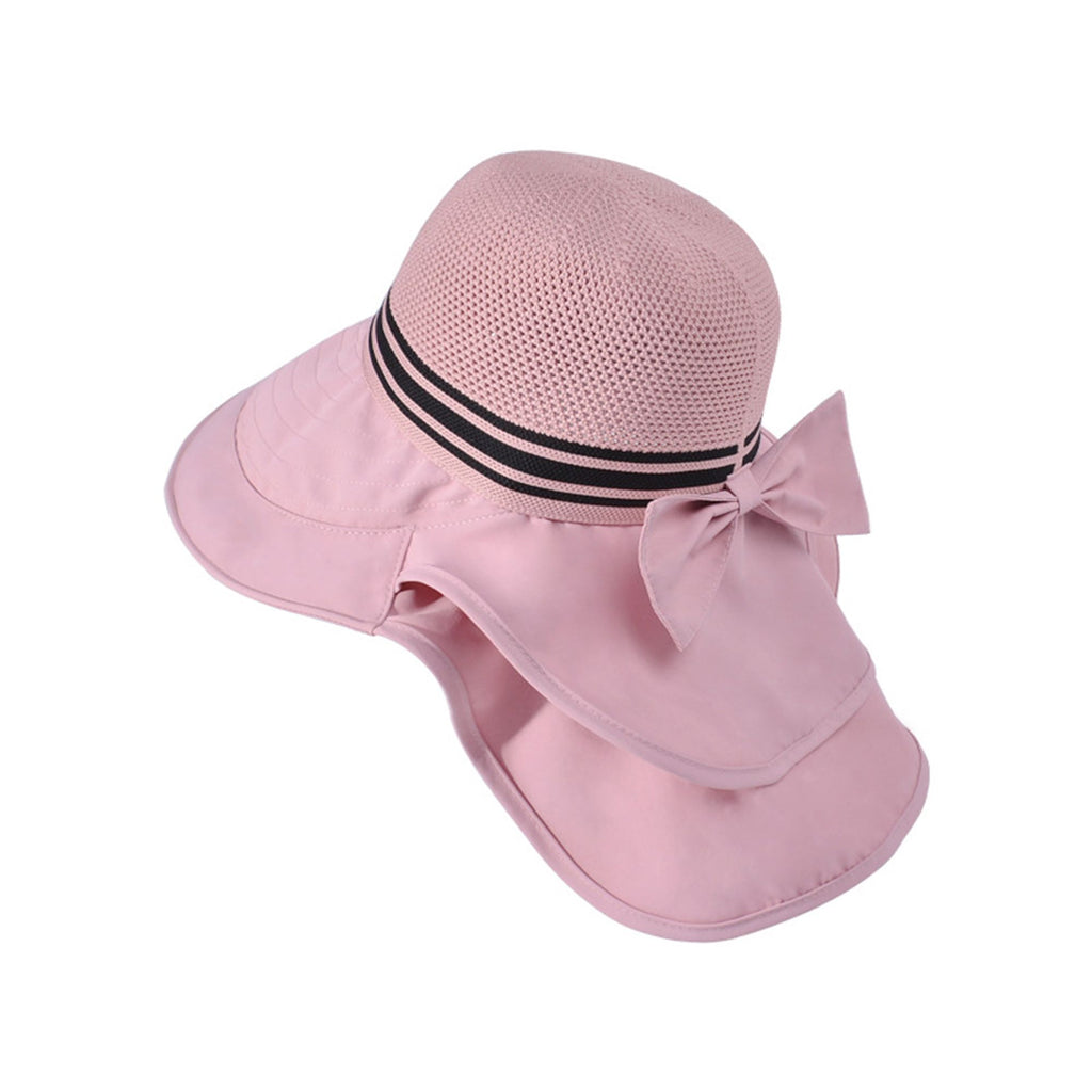 Anna-Kaci Wide Brim Mesh Sun Hat with Back Bow UV Protection Foldable Travel Hat for Women Outdoor Summer Style