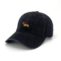 Embroidered Dachshund Baseball Cap Washed Curved Brim Casual Hat