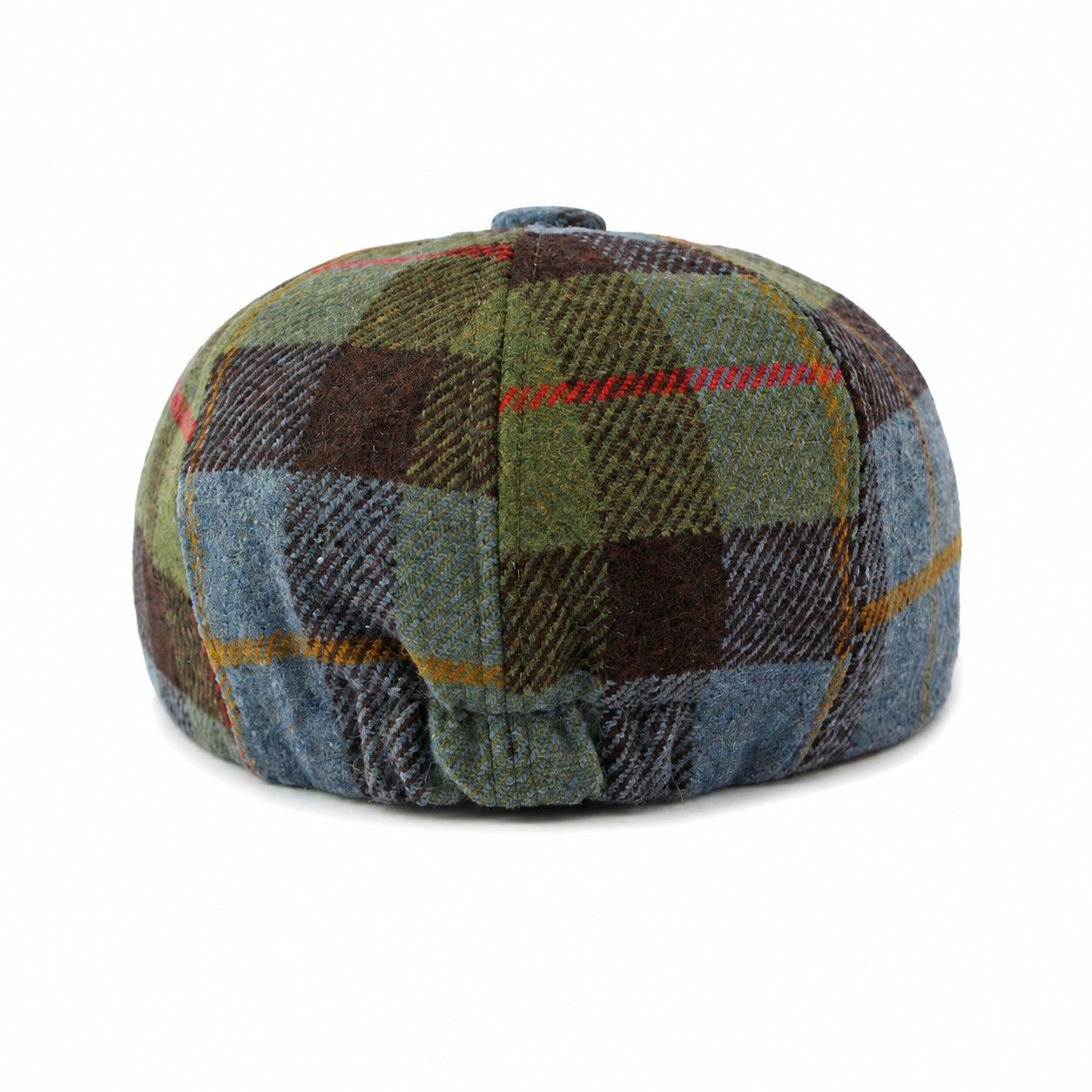 Plaid Wool Blend Newsboy Cap Vintage Baker Boy Hat Short Brim Eight Panel Cap