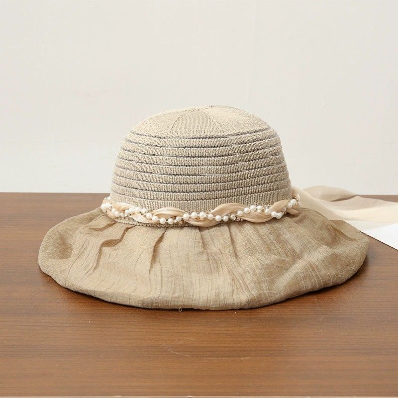 Anna-Kaci Womens Wide Brim Straw Sun Hat Elegant Beach Vacation Hat Lightweight Breathable Summer Hat