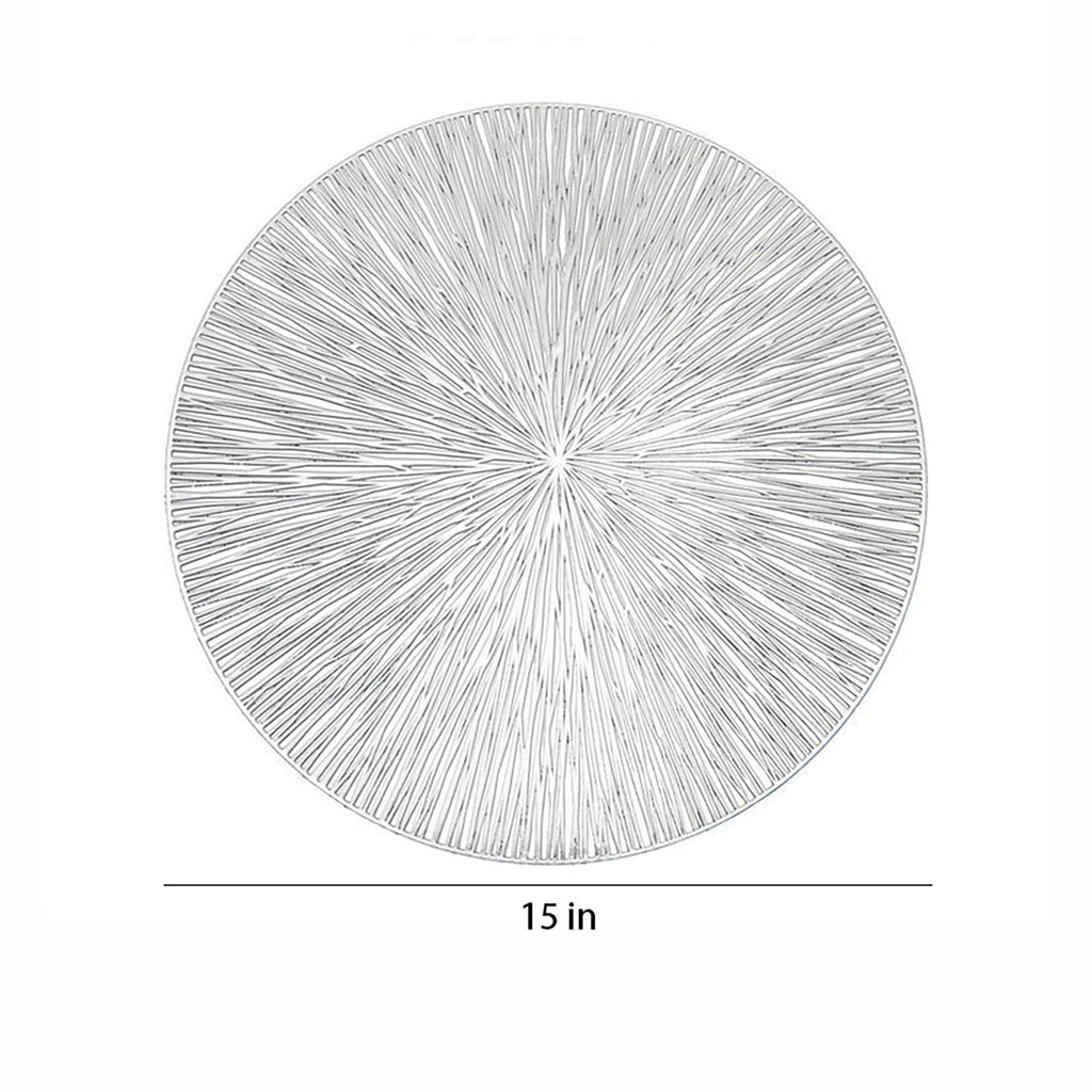 4-Pack Metallic Round PVC Placemats Heat Resistant Textured Table Mats