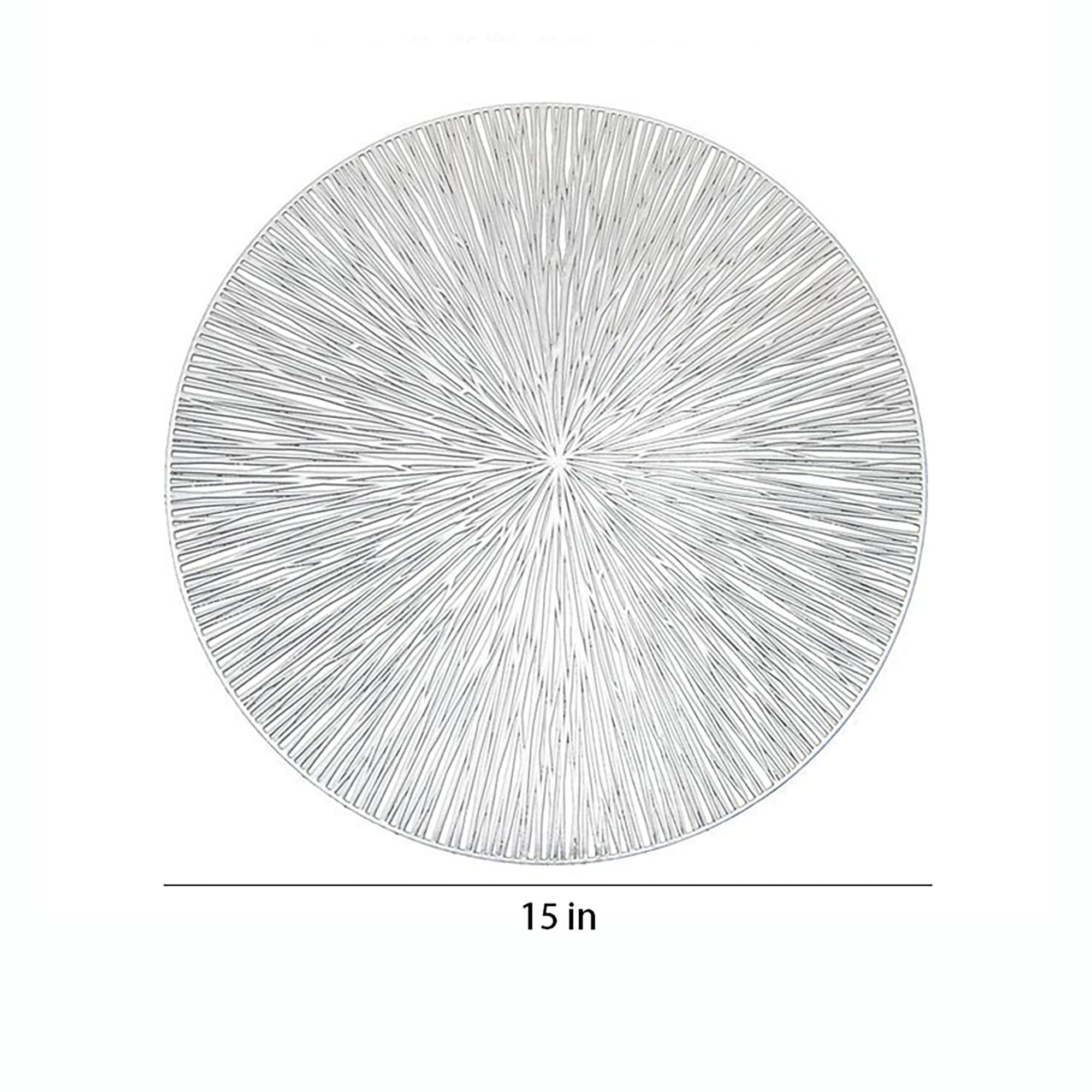 4-Pack Metallic Round PVC Placemats Heat Resistant Textured Table Mats