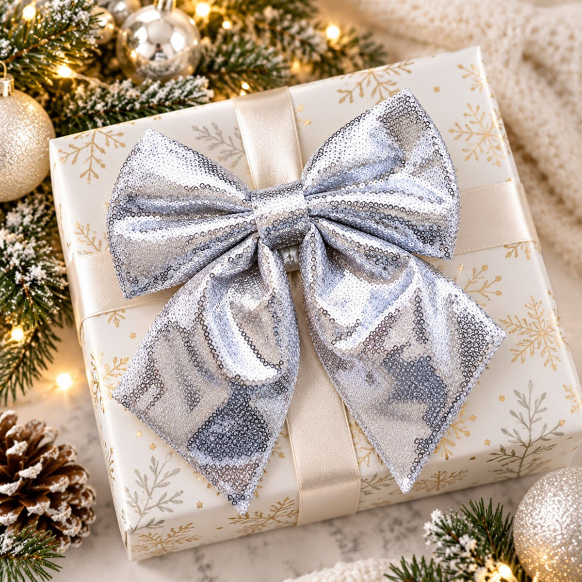 Sequin Christmas Bow Hanging Decoration 1 Piece