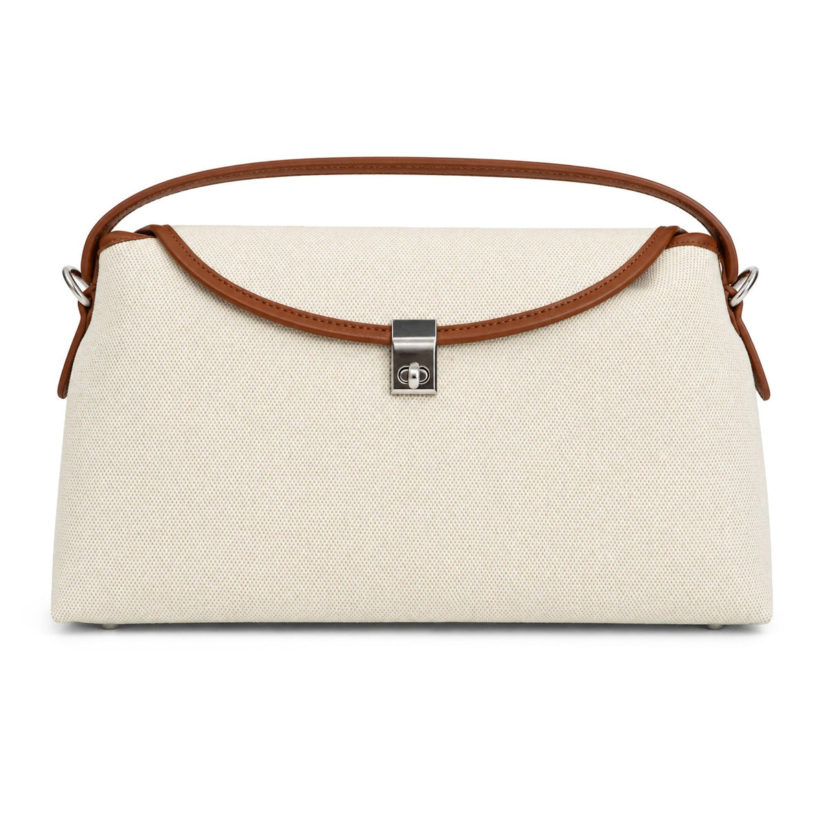 Structured Shoulder Bag with Top Handle Turn Lock and Crossbody Strap
