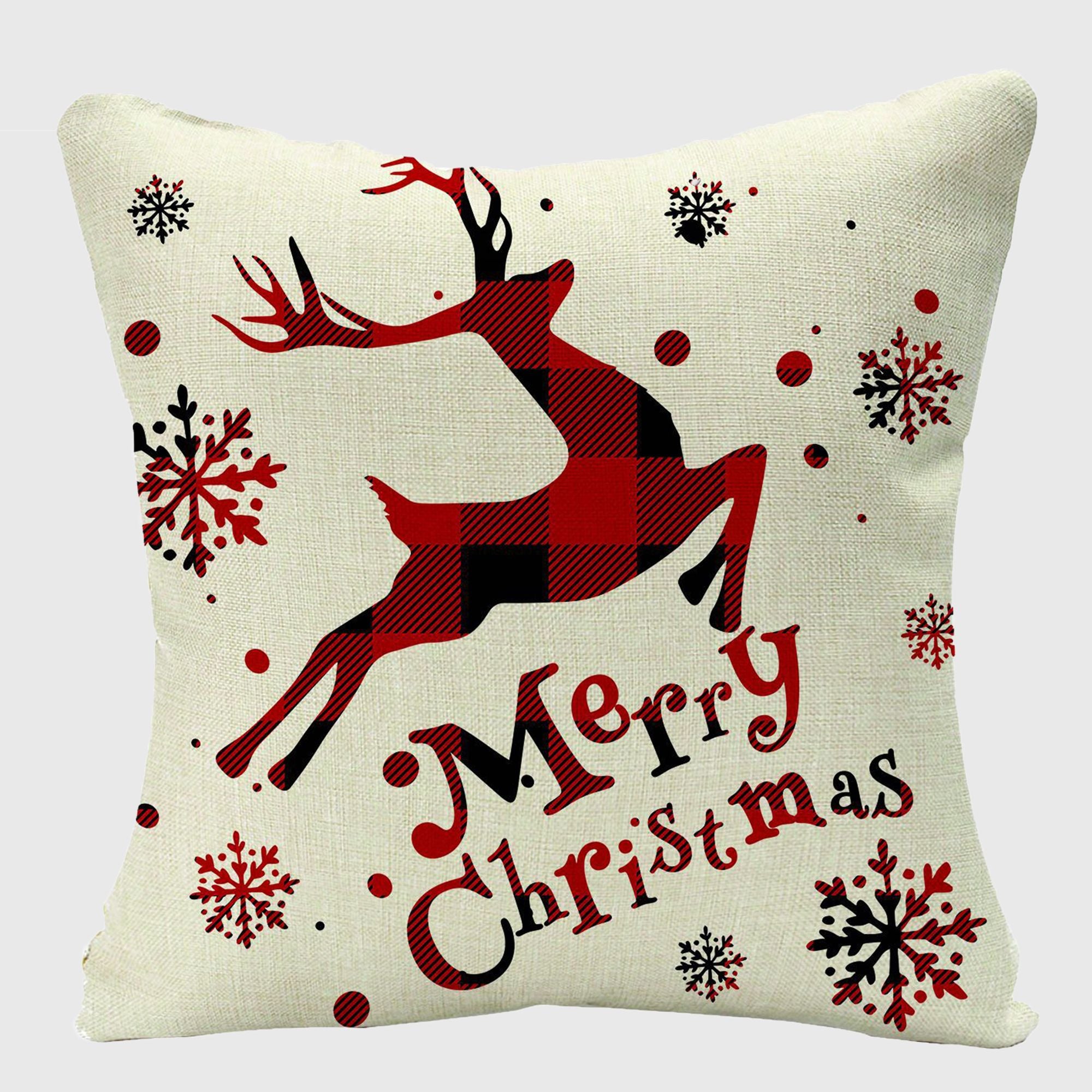 Anna-Kaci Christmas Gingham Throw Comfortable Pillow Cover 18x18in