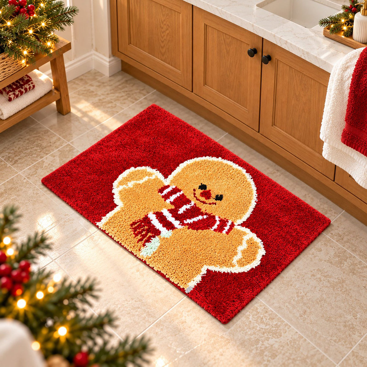 Christmas Tufted Bath Rug with Nonslip Backing 15.7 x 23.6 in