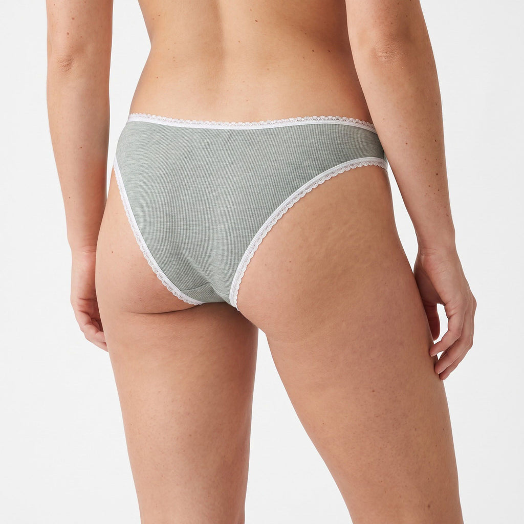 2 Pack Ribbed Lace Trim Thong Underwear