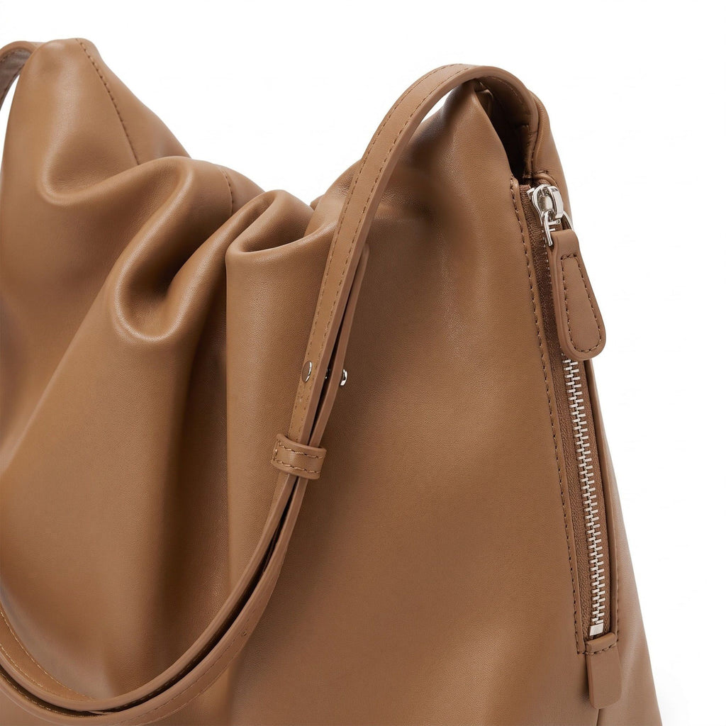 Slouchy Hobo Shoulder Bag with Adjustable Strap and Side Zipper Closure 10x8.5x2.7in