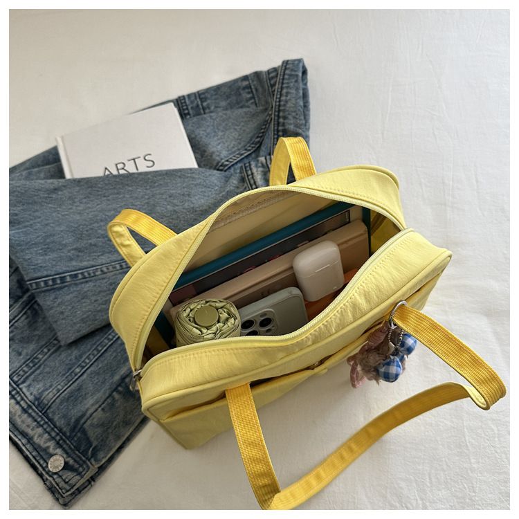Women's Quilted Shoulder Tote Bag with Front Pocket and Zipper Closure