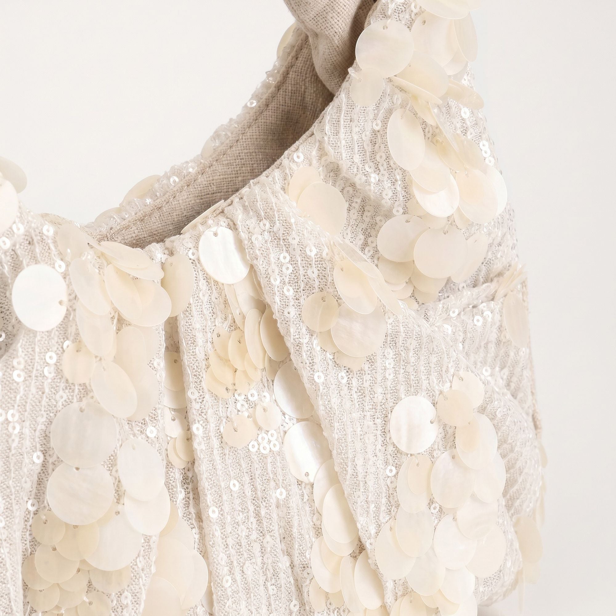 Sequin Hobo Shoulder Bag with Oversized Paillette Details Padded Handle