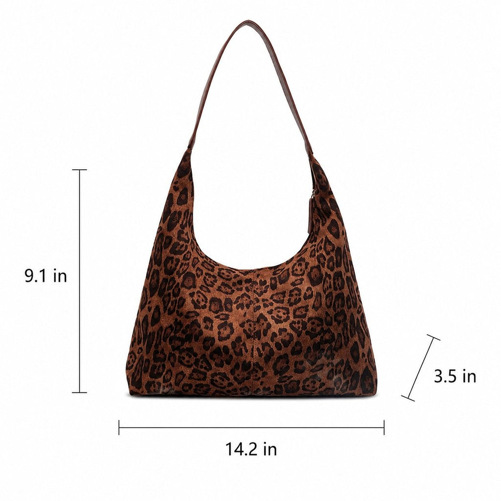 Leopard Print Tote Bag with Single Shoulder Strap and Magnetic Snap Closure