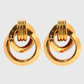 Women's Brass Interlocking Circle Earrings