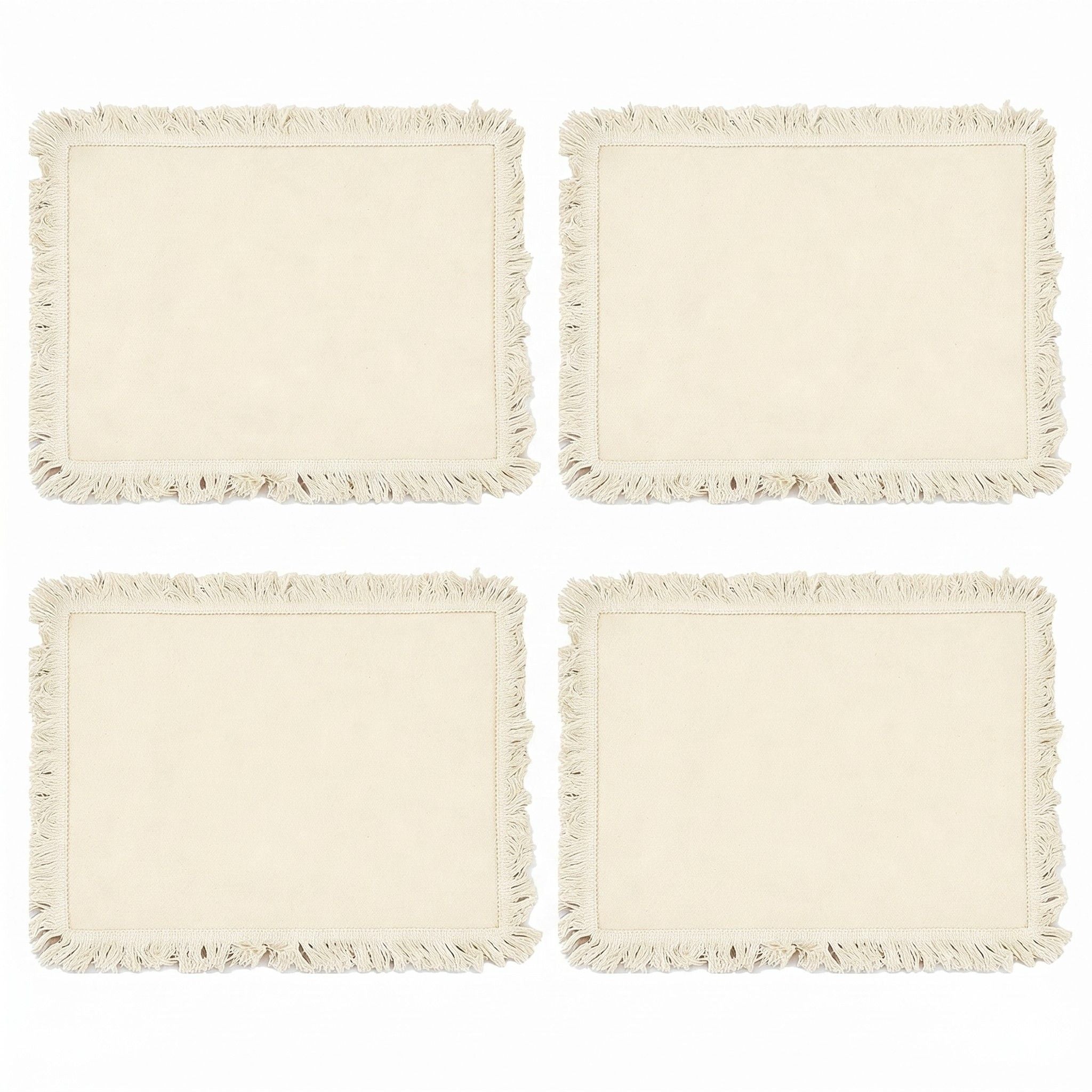 4 Piece Cotton Linen Fringe Placemats Farmhouse Table Mats Washable Heat Resistant Dining Mats