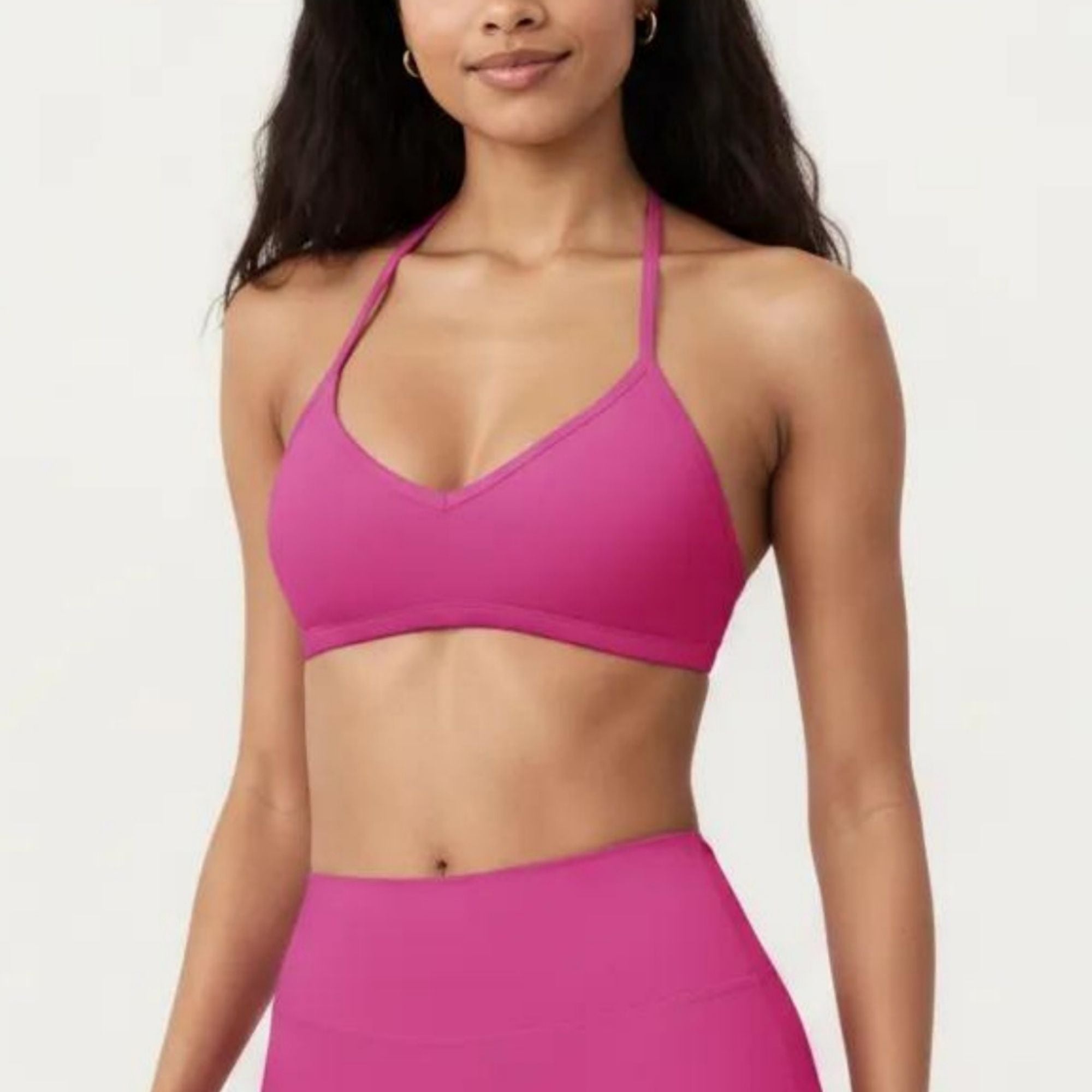 Anna-Kaci Active Women's Halter Sports Bra with V Neckline and Smooth Stretch Fit