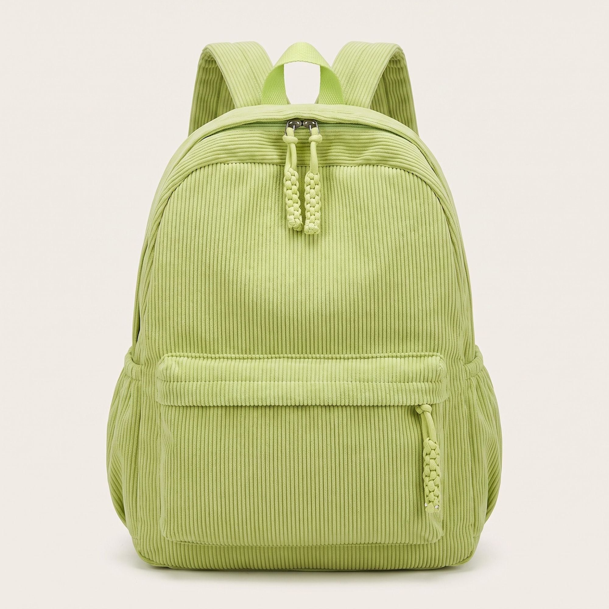 Corduroy Backpack with Front Zip Pocket Adjustable Straps and Spacious Everyday Storage
