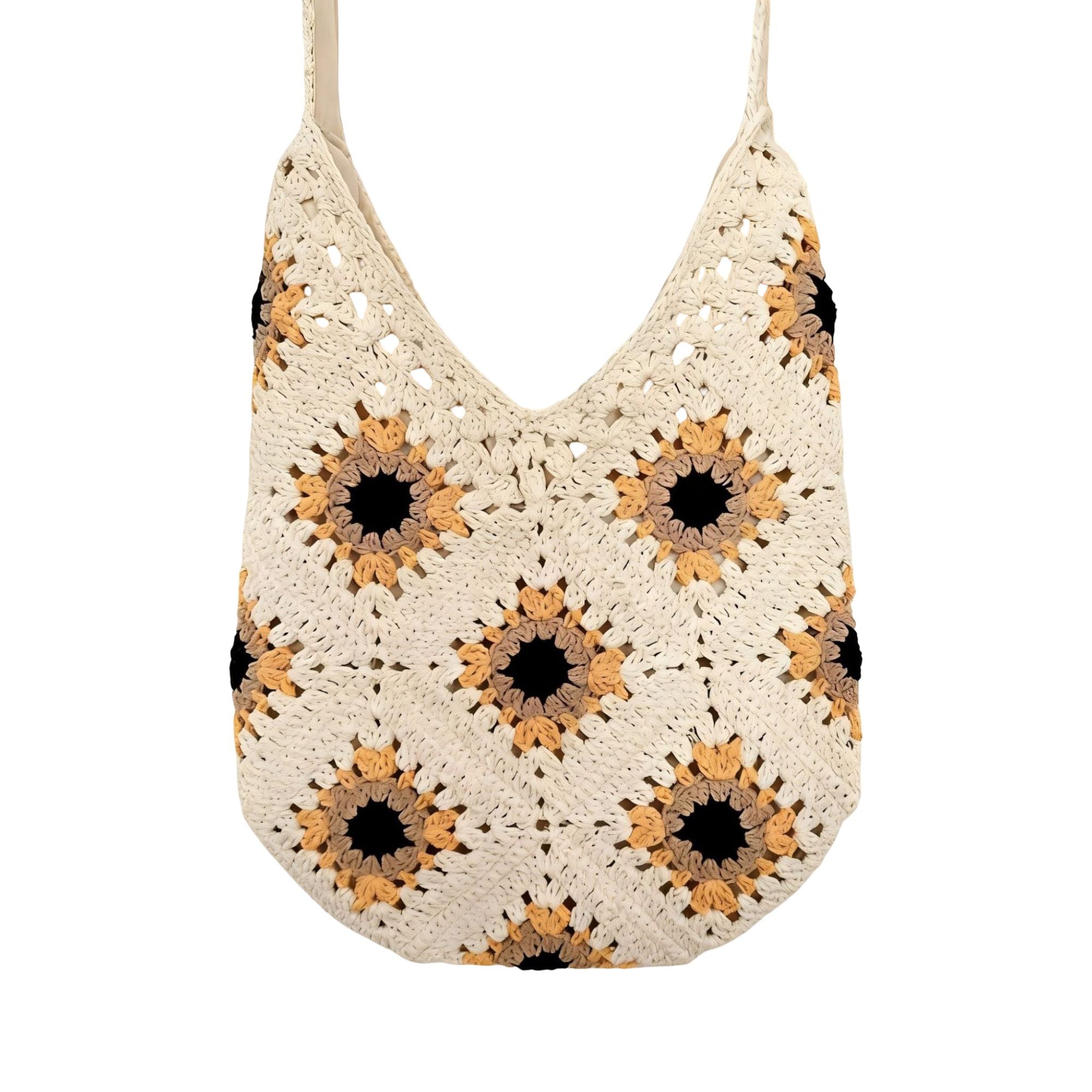 Sunflower Crochet Shoulder Tote Bag Large Capacity Handbag