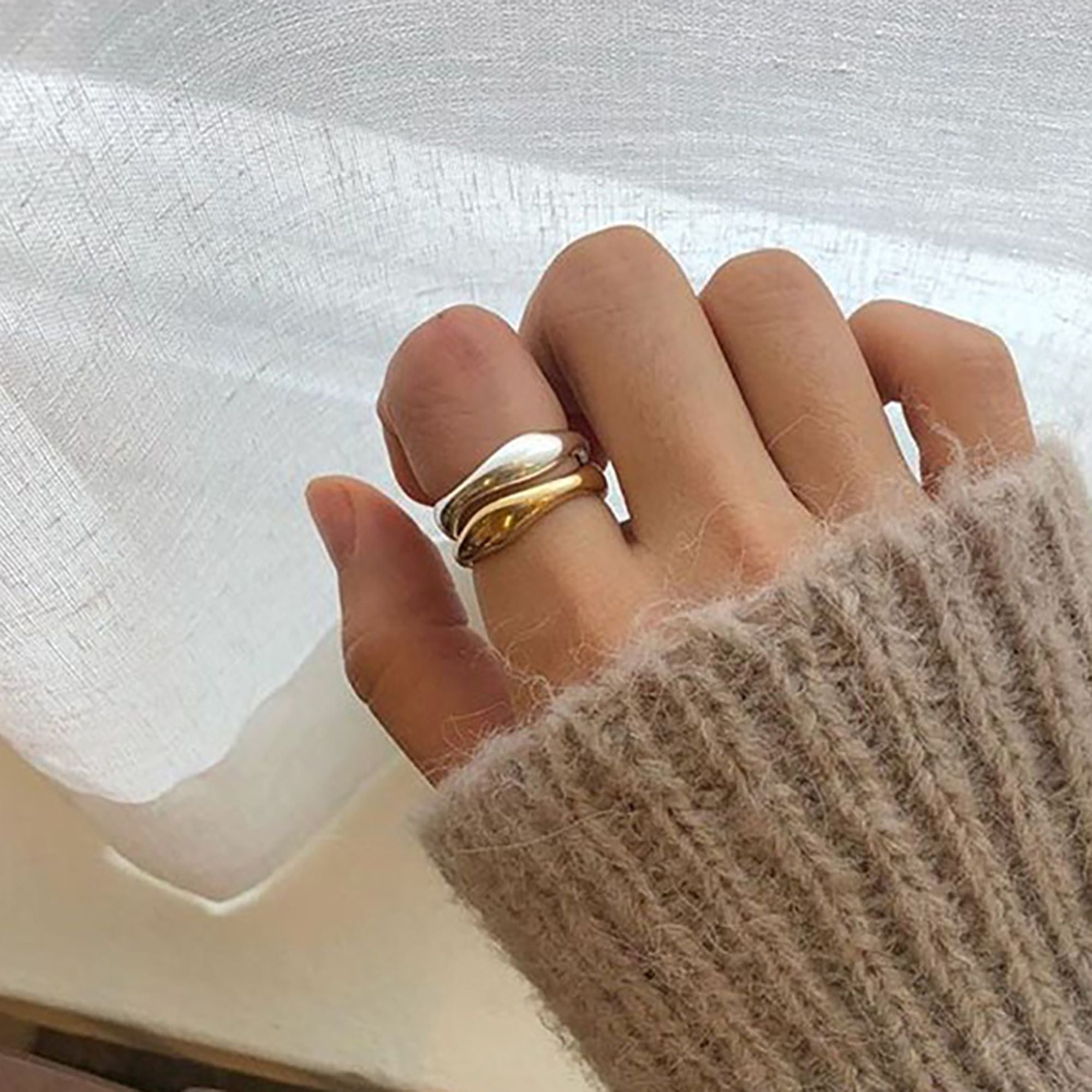 Women's Titanium Steel Irregular Band Ring - Hypoallergenic Durable Statement Ring