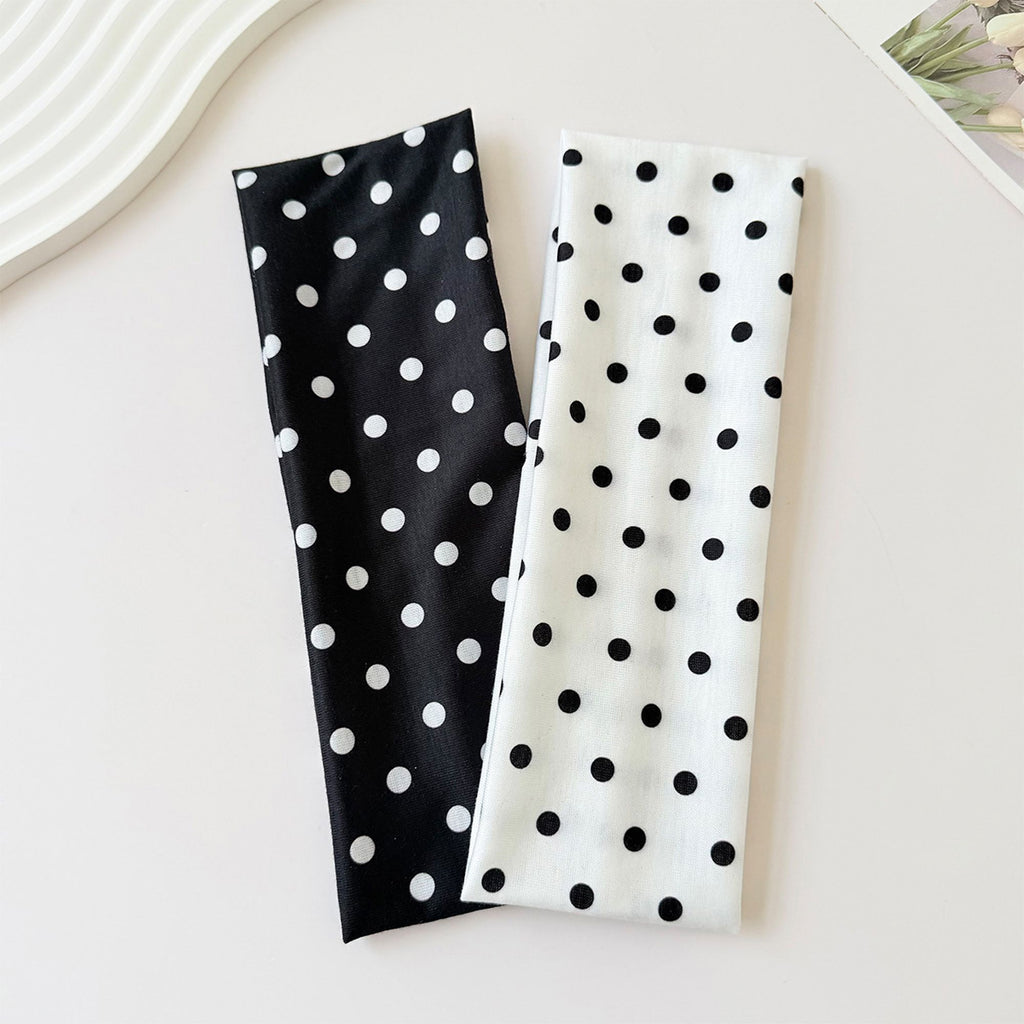 Polka Dot Stretch Headbands 3 Pack Soft Cotton Hair Bands Wide Headwrap for Daily Wear