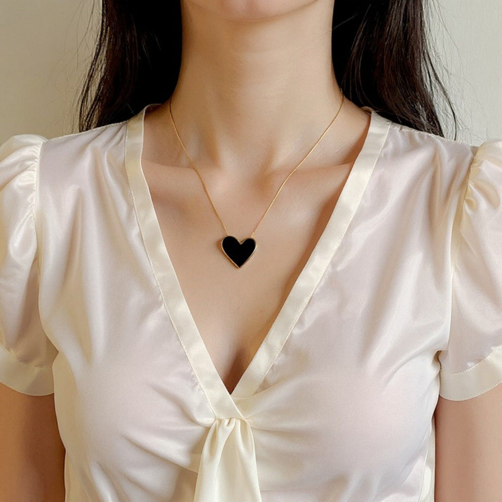 Heart Pendant Necklace with Enamel Finish Minimalist Chain Jewelry for Everyday Layering