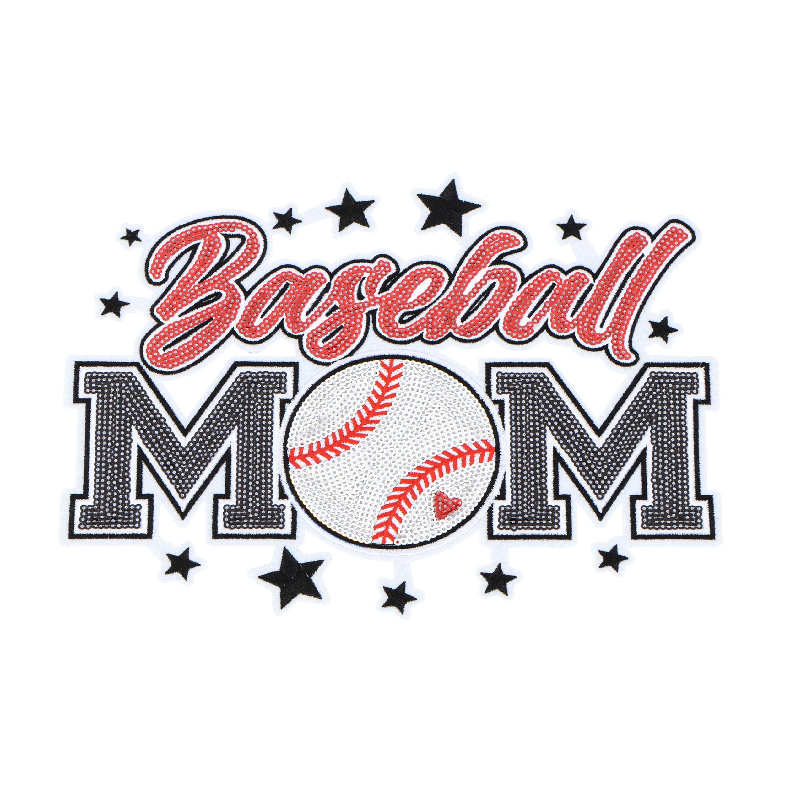 Baseball Mama Sequin Iron On Patches Game Day Applique Large Patch Accessory Clothes Jacket Uniform Backpack DIY Decor